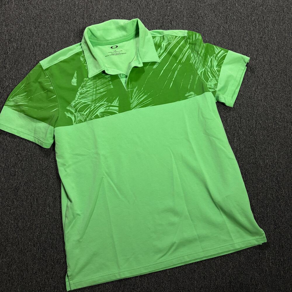Vintage Y2k Oakley Golf Athletic Green Leaf Short Sleeve Men's Polo Large